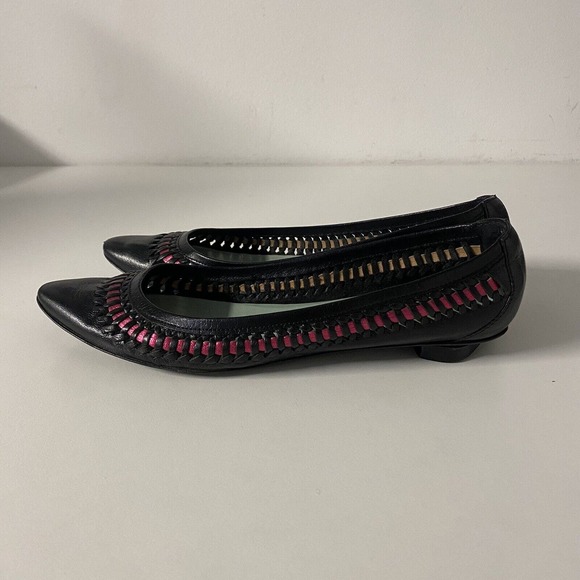 Belle Sigerson Morrison Ballet Flat Black Leather Woven Weave Point Toe … - Picture 6 of 11